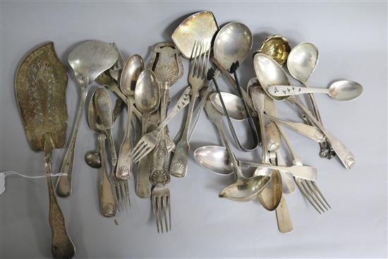A quantity of assorted Scandinavian flatware, including spoons by Evald Nielsen and three plated items.